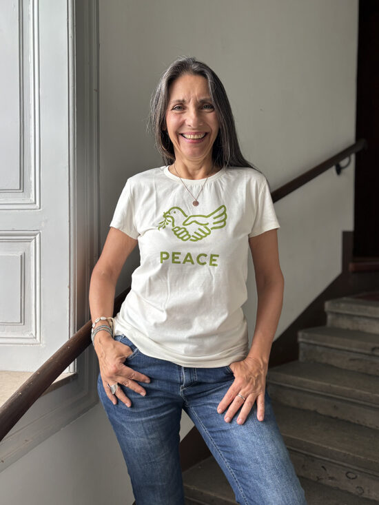 T-Shirt »Peace«, tailliert, natur, in zwei Größen