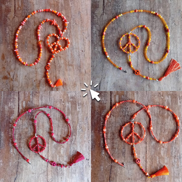 Halsketten in Orange (Herz), Orange, Rot, Orange/Lachs