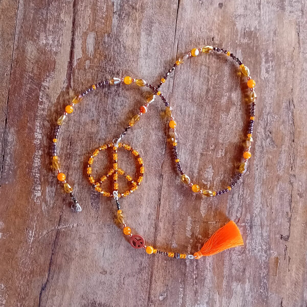 Halskette orange/braun